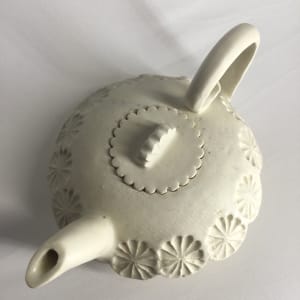 White Scalloped Teapot by Sylvia "Skip" Cunningham 