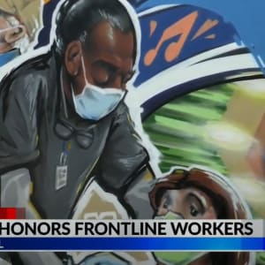 VIDEO - Local artist creates mural to honor pandemic frontline heroes at Duke Health by Sean Kernick