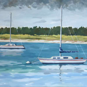 Two Sailboats on a Cloudy Day by Sharon Bass