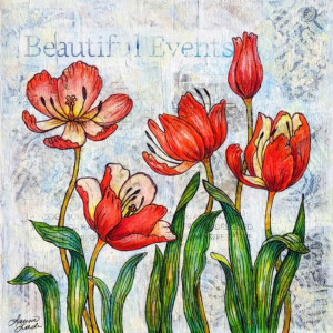 Scarlet Tulips by Laura L Leeder
