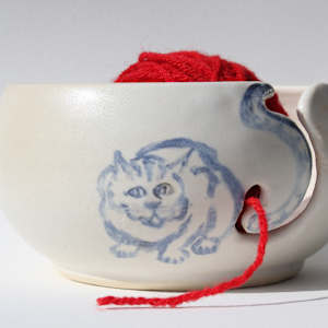 Blue Cat Yarn Bowl by inHIShandsart, Image 1.