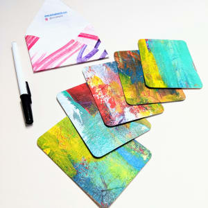 Set of 5 Small Handpainted Oracle Cards with Painted Envelope by Sonya Kleshik 