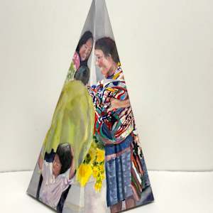 Friends and Family by April Rimpo  Image: From this view you can see the woman is now clearing in conversation with two others.