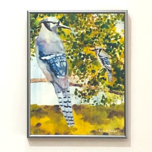 Blue Jays by April Rimpo  Image: Can you hear the Jays calling to each other?
Framed in brushed silver metal frame. 