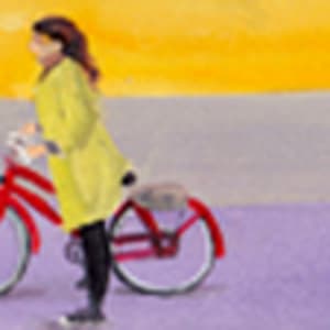 Traffic Jam Series III: Cyclists - 5" X 40" #1 of 250 by April Rimpo