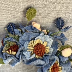 Blue and Rust Felt Flower Headband by Christine Shively Benjamin  Image: Close Up of Flowers