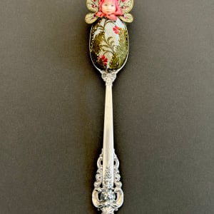 Sterling Silver Spoon Fairy Baby /  Red Blossom by Stephanie Blythe 
