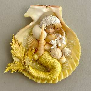 Small Light Yellow Scallop Mini Merbaby by Stephanie Blythe 