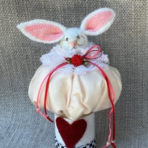 Alice's White Rabbit on a Wooden Spool by Christine Shively Benjamin