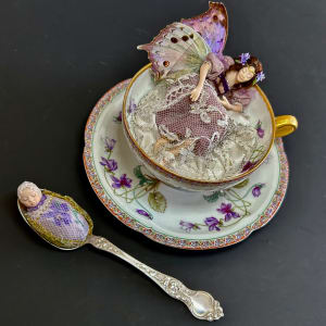 Mother & Baby Violet Nouveau Teacup Fairy by Stephanie Blythe 