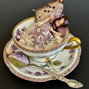 Mother & Baby Violet Nouveau Teacup Fairy by Stephanie Blythe 