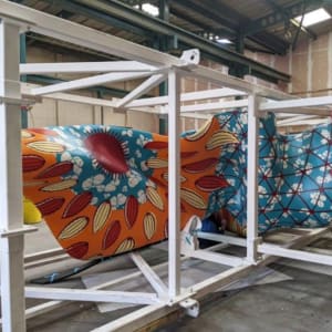 Wind Sculpture by Yinka Shonibare  Image: "Wind Sculpture" being prepared for shipment to Omaha