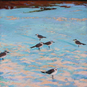 Six Seagulls on Sand by Lisa Gleim