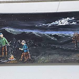 Campfire at Wheelers Hut by Halcyon Thomas