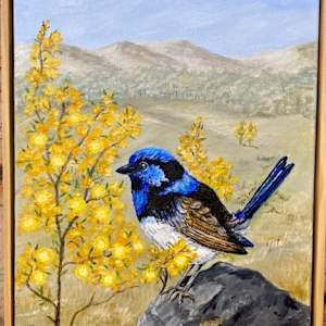Blue Wren in Spring by Halcyon Thomas