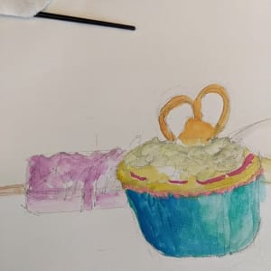 'High Tea' Workshop in the style of Wayne Thiebaud by Exhibition 2021 Completed 