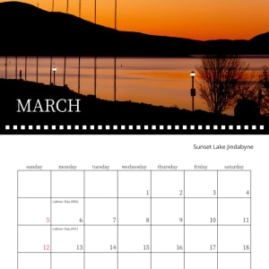 SMD 2023 Calendar by Wanda Lach  Image: Lake Jindabyne Sunset
