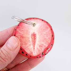 Key Ring - Strawberry by Jo Richards Hooker Artist 