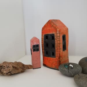 Raku House - terracotta by Jo Richards Mixed Media Artist 