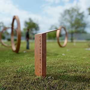 The Circle Conversation Maquette - 8" Circle on Black Base by Courtney Cotton