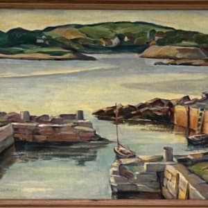 Harbor Scene; Cove with Sailboat by Tunis Ponsen 