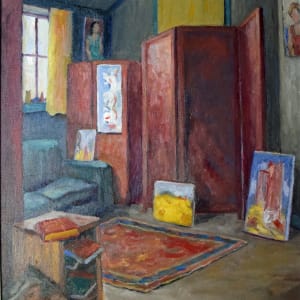 Interior Room with Red Screen and Paintings by Tunis Ponsen 