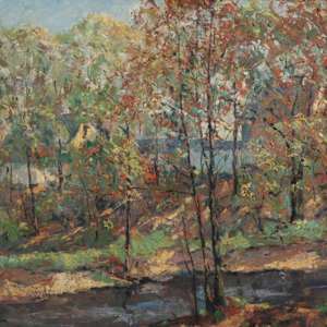 House on a Wooded Stream setting by Tunis Ponsen 