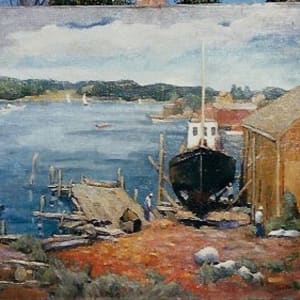 Shipyard at Boothbay Harbor, Maine by Tunis Ponsen 