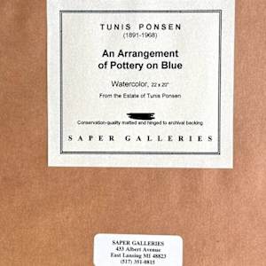 Arrangement of Pottery on Blue Cloth by Tunis Ponsen 