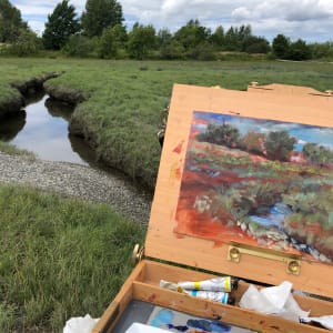 Blowing In The Wind  Image: Painting outside in the wind at Blackie Spit in Crescent Beach was a real adventure.
