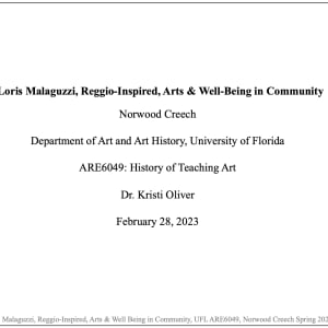 Loris Malaguzzi, Reggio-Inspired, Arts & Well-Being in Community by Norwood Creech 