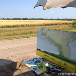 Smoke over a Rice Field/Burning Stubble towards Keiser, Mississippi County, Arkansas, painted on location 