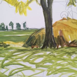 Soybeans - View through the Trees, Rivervale, Poinsett County, Arkansas, painted on location by Norwood Creech 