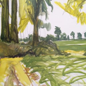 Soybeans - View through the Trees, Rivervale, Poinsett County, Arkansas, painted on location by Norwood Creech 