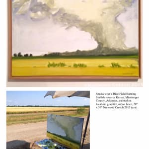 Smoke over a Rice Field/Burning Stubble towards Keiser, Mississippi County, Arkansas, painted on location 