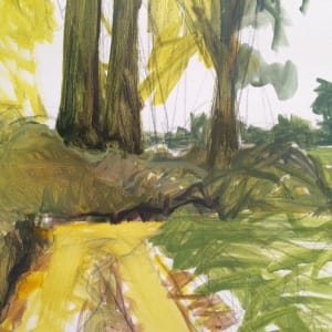 Soybeans - View through the Trees, Rivervale, Poinsett County, Arkansas, painted on location by Norwood Creech 