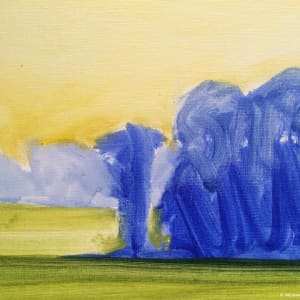 Blue Trees over Rice, Rivervale Pocket, Rivervale, Poinsett County, Arkansas, painted on location 