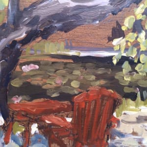 By the Pond (with Red Chair), Dorland Mountain Arts Colony, Temecula, California, painted on location 