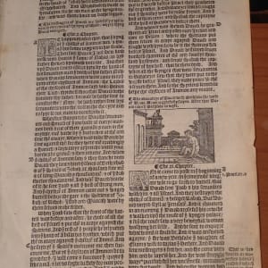 1537 Matthew-Tyndale 1st Ed Bible Bathsehba woodcut by Bible