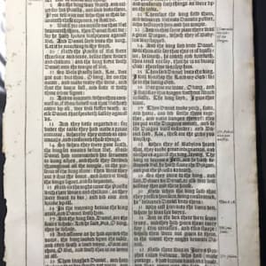 1611  King James Pulpit Bible 1st edition Bible leaf folio size:  The Prayer of Manasses - King of Juda, continuation of Bel and the Dragon by Bible 
