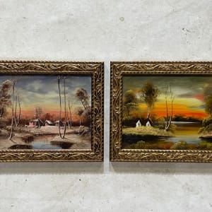 Landscapes-Oil on Board (4 Pieces) by Undiscernible