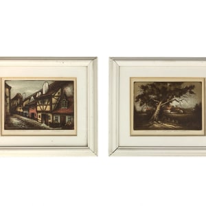 Slovakian Lithographs-Countryside: 2 of 2 by Anna Hawzcova?  Image: Matching Pair