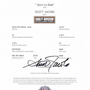 Born to Ride by Scott Jacobs  Image: Certificate of Authenticity