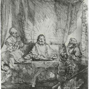 Christ at Emmaus-Large Plate by Rembrandt Rembrandt Harmenszoon van Rijn 