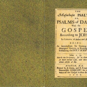 1709 The Massachusetts Psalter leaf: Two Column-Algonquin and English by Bible  Image: Outside cover