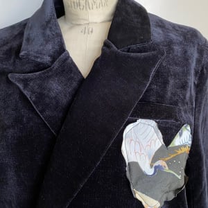 Vintage Kimono and Velvet Double Breasted Jacket by Unknown 
