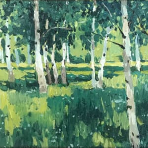 Master Copy of Levitan Birch Forest In loose Impressionist style by Anna Gusarova