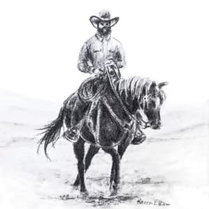 Cowboy Sketch II by Karen Franqui Elkan 