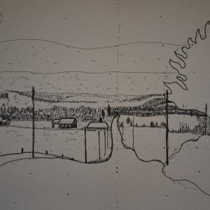 View of Thompson's Land at Cantley, Quebec        H76 08112022 by HB Barry Strasbourg-Thompson BFA  Image: Graphite & W/N Fineliner Black Sketch  of a commissioned painting for Rhonda Thompson