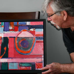 Calm For Roni   H7627112022 by HB Barry Strasbourg-Thompson BFA  Image: The artist, H.B. Barry Strasbourg-Thompson BFA checks his finished artwork before publishing it.